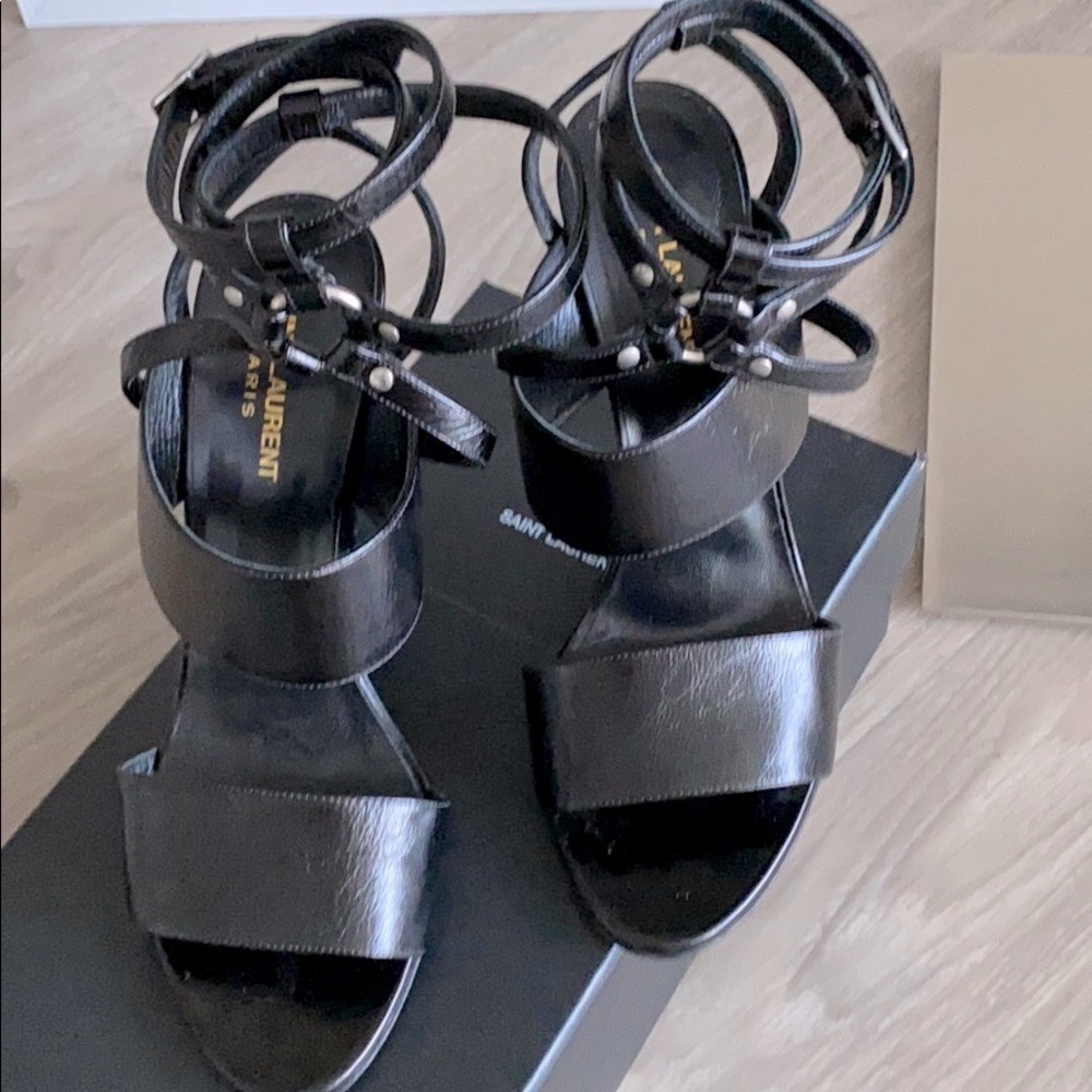 YSL- Saint Laurent Nappa Charlotte Black heels size 39